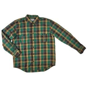 Filson Alaskan Guide Flannel Shirt Green, Yellow, & Grey | Men's Sz L